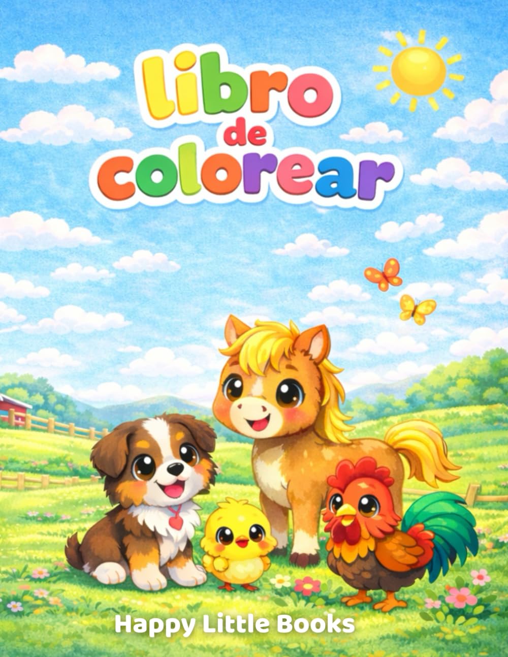 Animales de la granja para colorear: Libro infantil kawaii para niños y niñas (2–6 años)