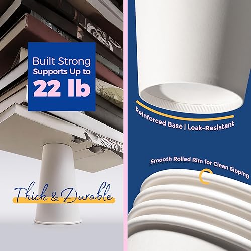 Miniatura 3 de Fit Meal Prep Paquete de 100 tazas de café de papel desechables de 16 onzas, tazas calientes de primera calidad para bebidas calientesfrías, vasos