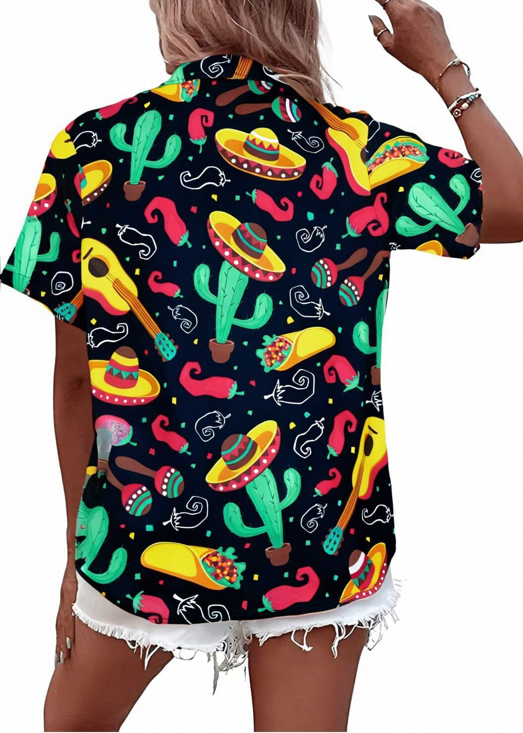 Cinco De Mayo Shirt Women Mexico Mexican Party Hawaiian Shirt Funny Button Down Shirt Short Sleeve Button Up Blouse Tops - Image 3