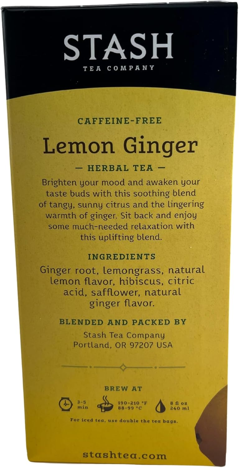 Lemon Ginger Tea Bundle Includes (2) 30 Bag Count Boxes Of Stash Lemon Ginger Herbal Tea, And (1) Premium FoxFyr Reusable Stainless Steel Stir Swizzle Stick.