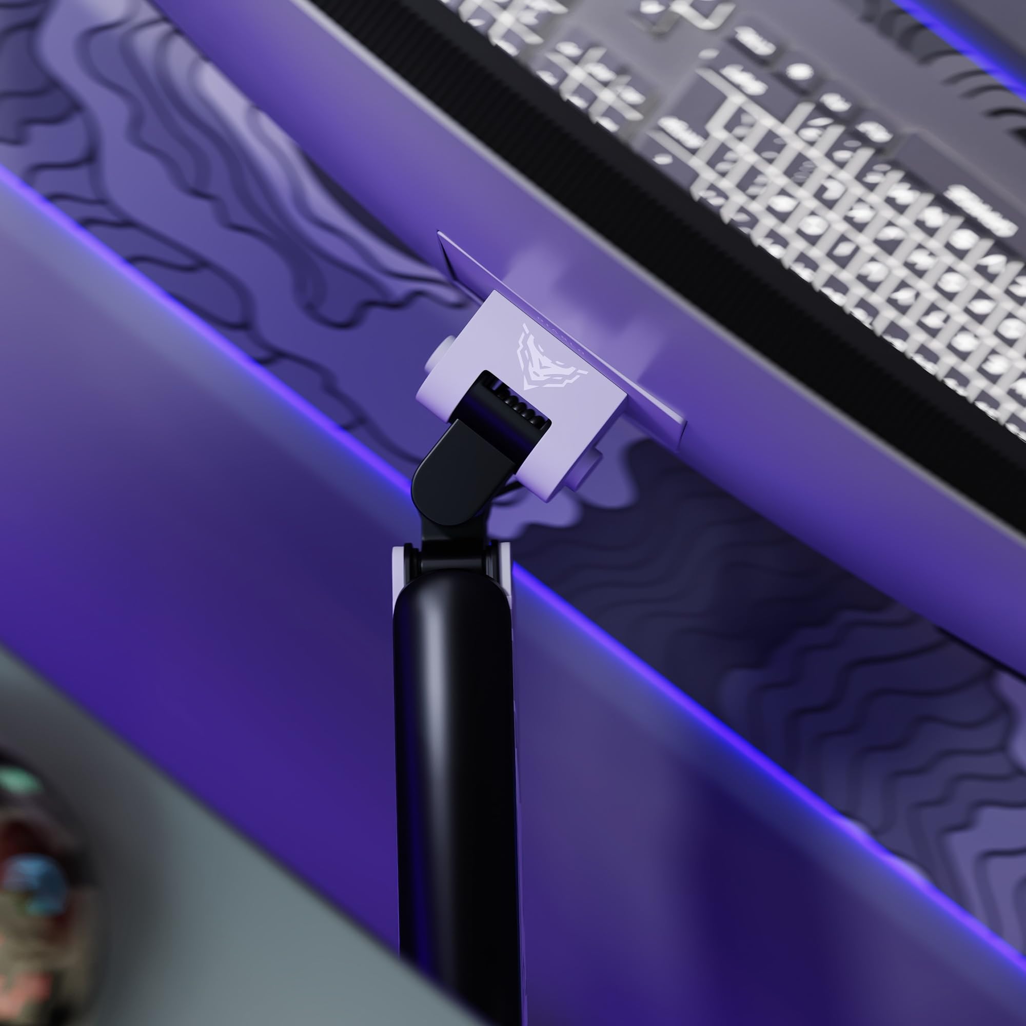 Ramię do monitora PC Diablo X-Arm 17-49 cali, stojak na monitor | Diody LED RGB | VESA 75 i 100 mm | Obrotowe | Zarządzanie kablami | Nośność do 20 kg | Zacisk biurkowy | Szaro-czarny