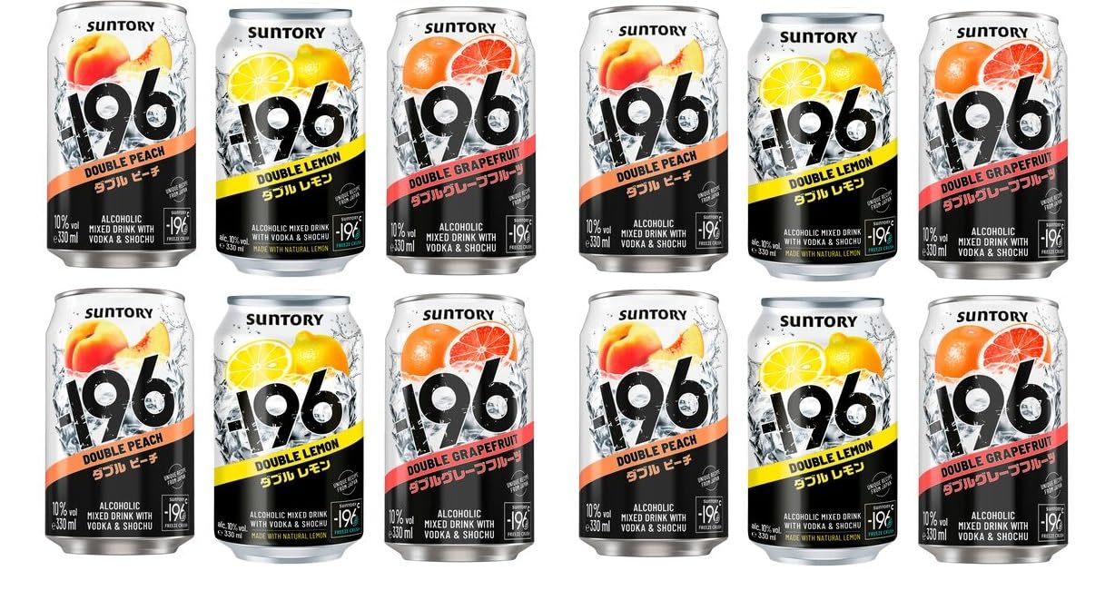 12 Dosen -196 Suntory Vodka Double - Grapefruit/Lemon/Peach a 0,33l EINWEG Pfand + Space Riegel von Onlineshop Bormann