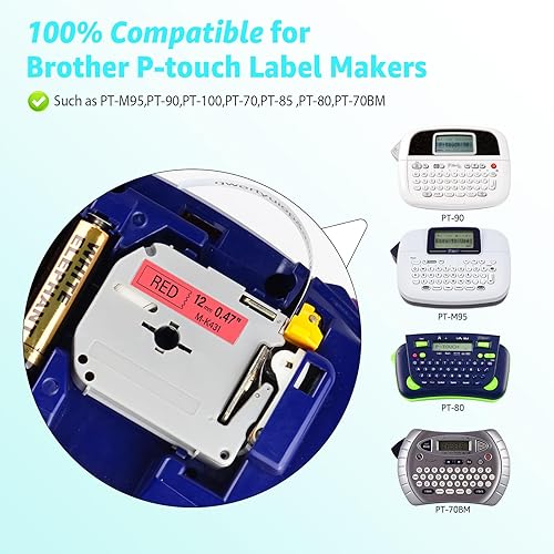 Vista 15 de GREENCYCLE Compatible con Brother M-K131 M-K231 M-K431 M-K431 M-K531 M-K631 M-K731 M-K731 Reemplazo de cinta de etiquetas para P Touch PT-70BM Blanco