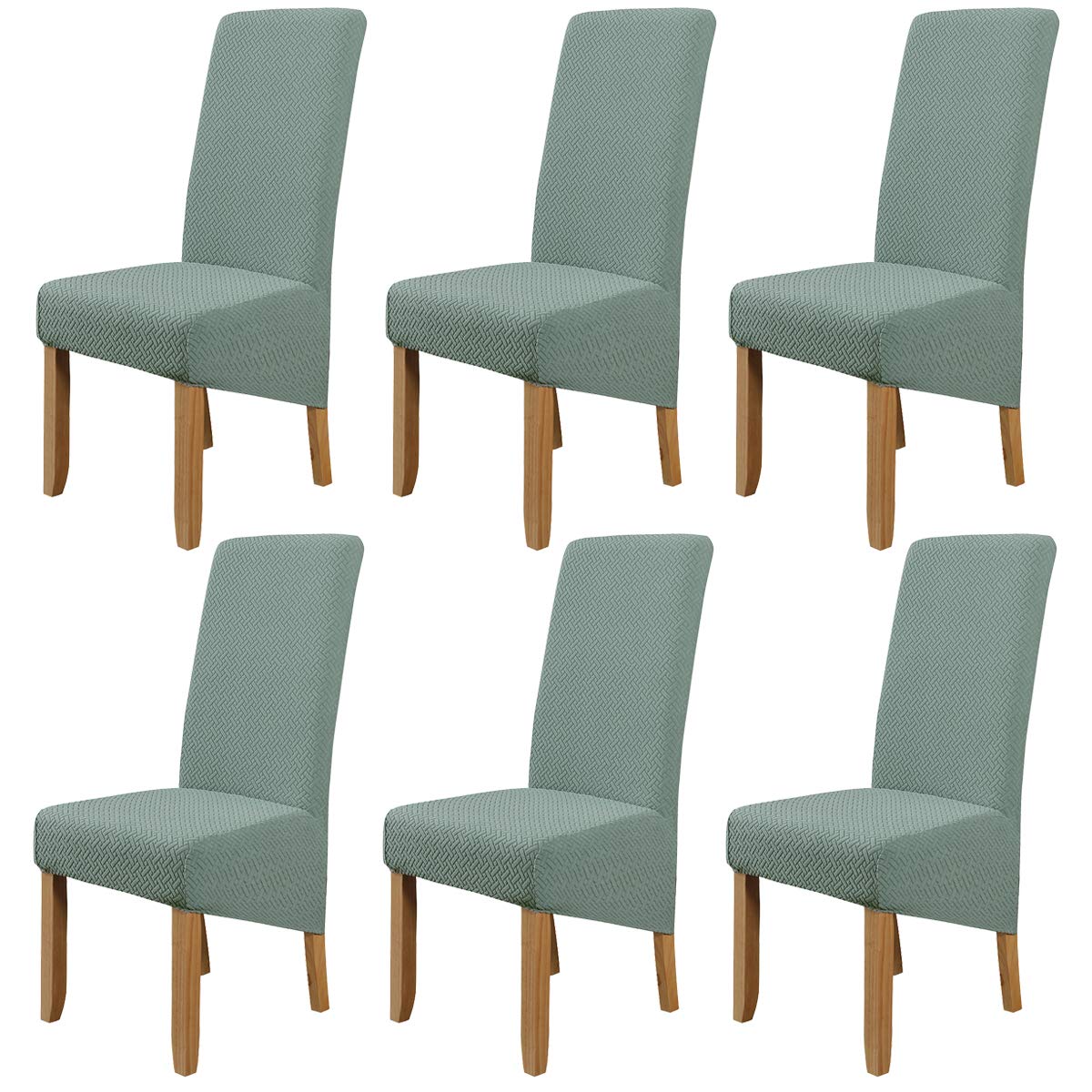 Topchances Chair Covers, Stretch Dining Chair Covers Modern Detachable High Back Chair Protective Washable Cover Slipcover for Banquet Kitchen Wedding Party Dining Room Decoration (Blue, 6PCS)
