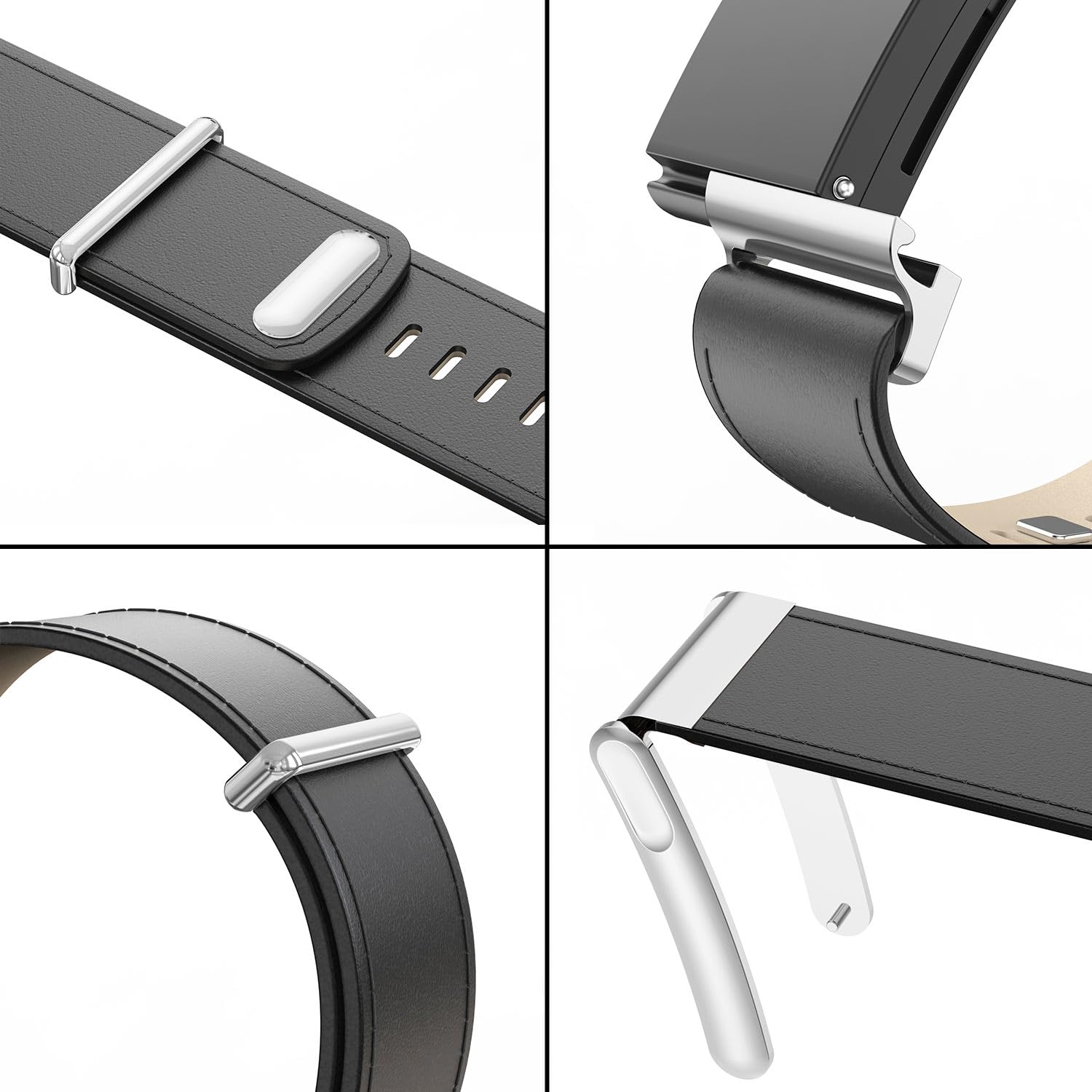 Bracelet en cuir véritable compatible avec Whoop 5.0, bracelet de rechange en cuir souple de qualité supérieure avec curseur en métal et cadre en forme de U, bracelet classique réglable en cuir pour
