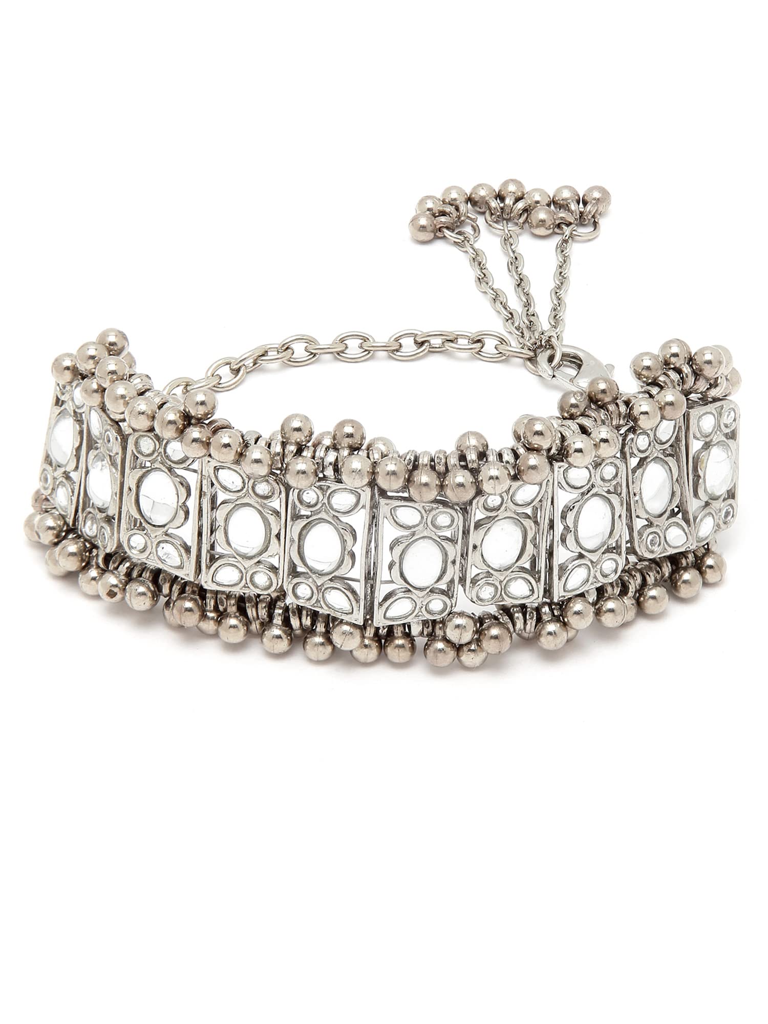 Karatcart Oxidised Silver Handcrafted Silver Ball Studded Bracelet for Women (B0B3XFK76J) Amazon Price History, Amazon Price Tracker
