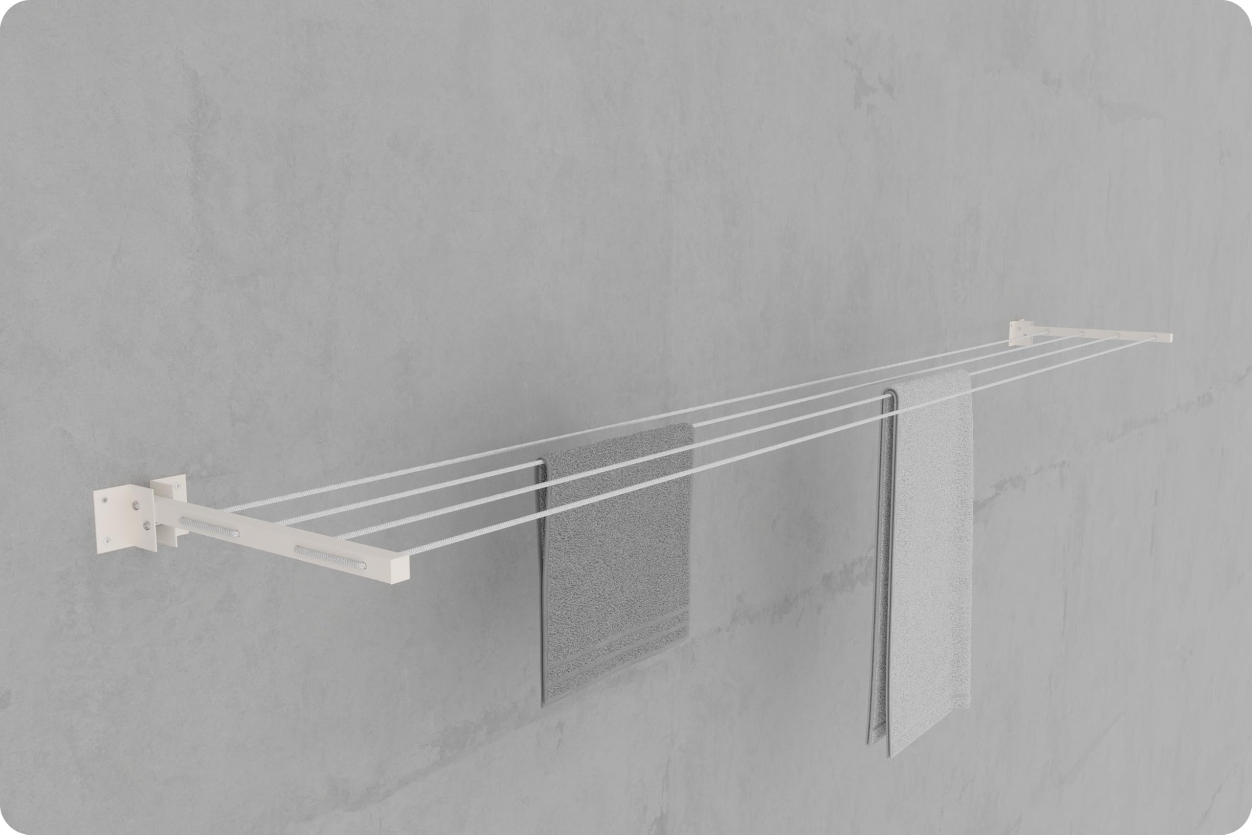 Amiraj パウダーコーティング金属布乾燥スタンド 折りたたみ式 壁取り付け/布乾燥ラック/衣類ハンガー用 自宅やバルコニー用 40フィートのロープと留め具セット