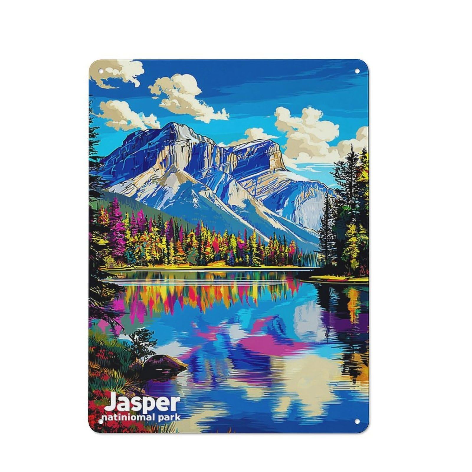 Junmoney Jasper National Park A Vivid Landscape Metal Wall Art Sign 40X30cm, Vintage Vintage Wall Decor For Lounge, Study, Pub Or Wall Gallery
