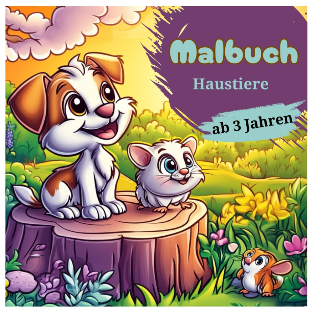 Malbuch Haustiere – 50 süße Illustrationen für kleine Kinder ab 3 Jahren: Haustiere – 50 liebevolle Illustrationen für kleine Tierfreunde (Tier Malbücher für Kinder)