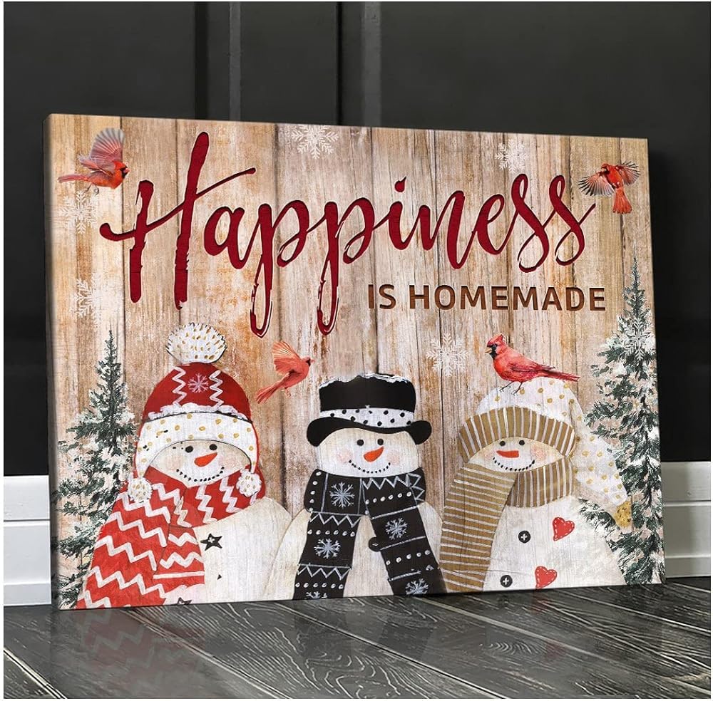 rayprint Happiness is Homemade Snowman Metal Signs Retro Aluminum Sign for Home Coffee Wall Decor 8x12 Inches