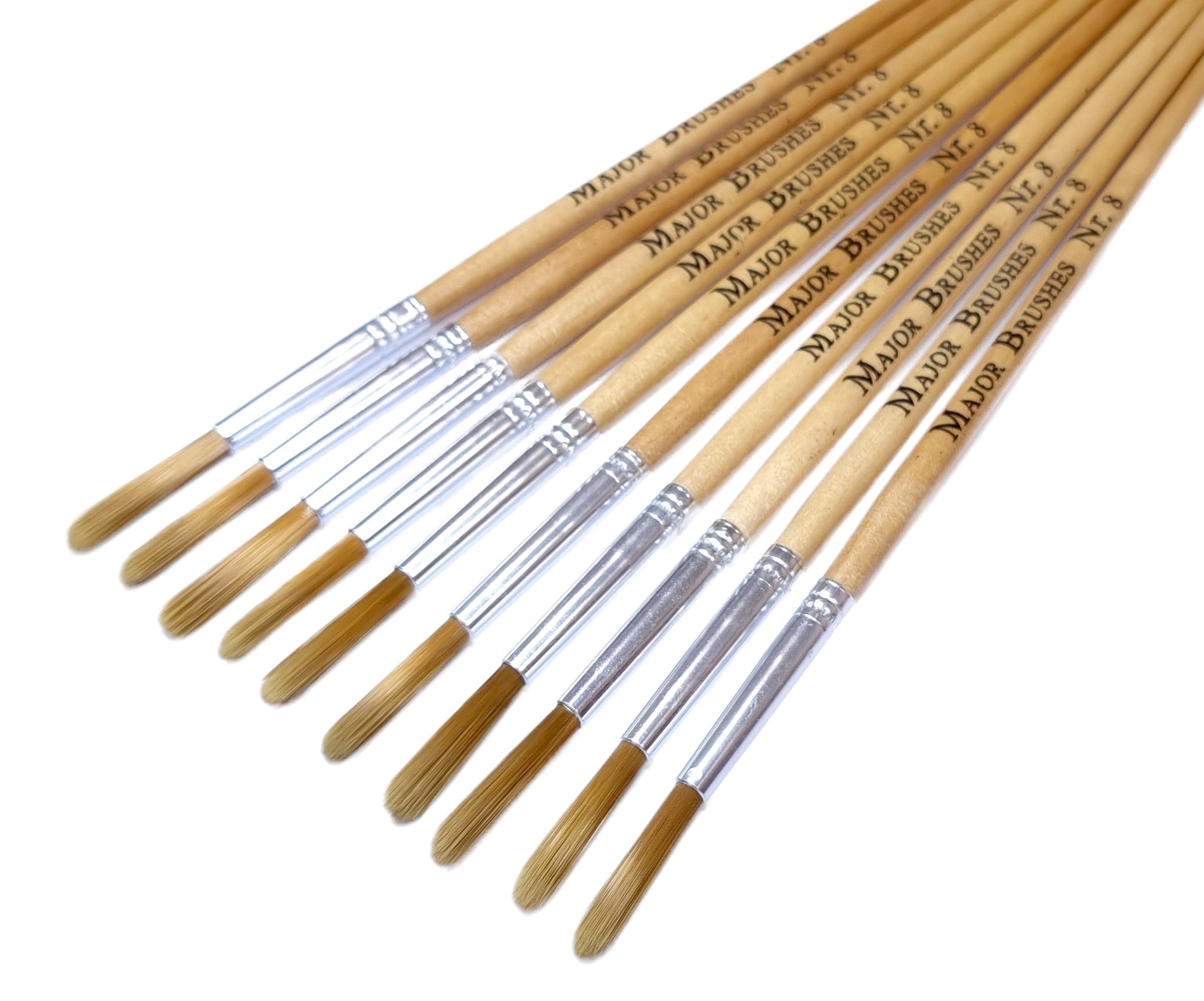 Major BrushesGolden Nylon Round Brushes Size 8 - Set of 10