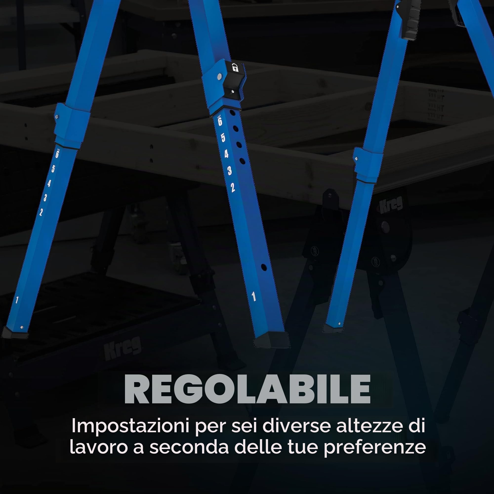 Cavalletto da lavoro Kreg (KWS500) - Cavalletto da lavoro robusto e versatile - Altezza di lavoro regolabile fino a 906 mm - Facile trasporto e stoccaggio