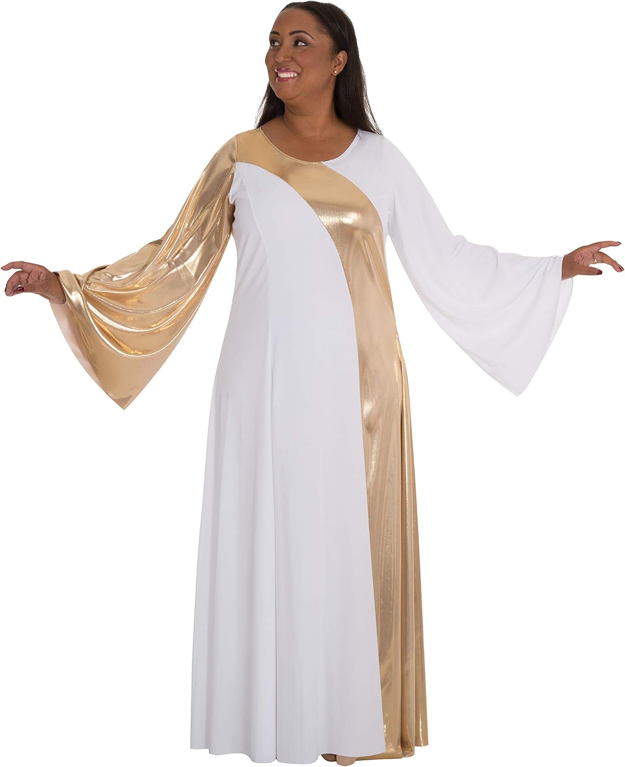 Asymmetrical Bell Sleeve Dress -WOMENS