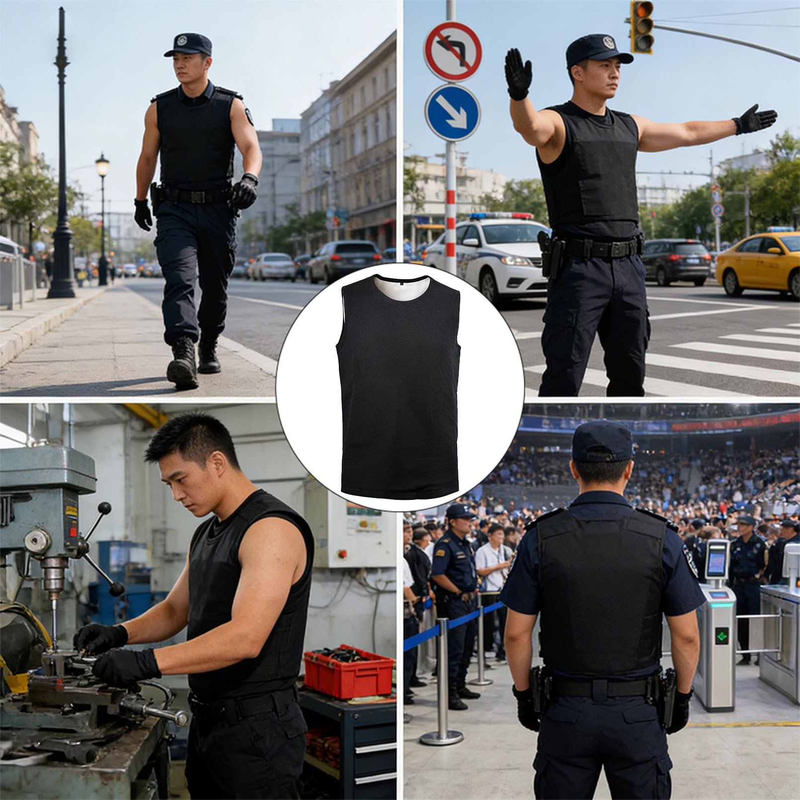 stichhemmende kleidung, polizei stichfeste kleidung, stichschutzweste herren, stichweste herren der Stufe 5, verdeckte, stich schutz weste der persönlichen Sicherheit, Schwarz, 3XL
