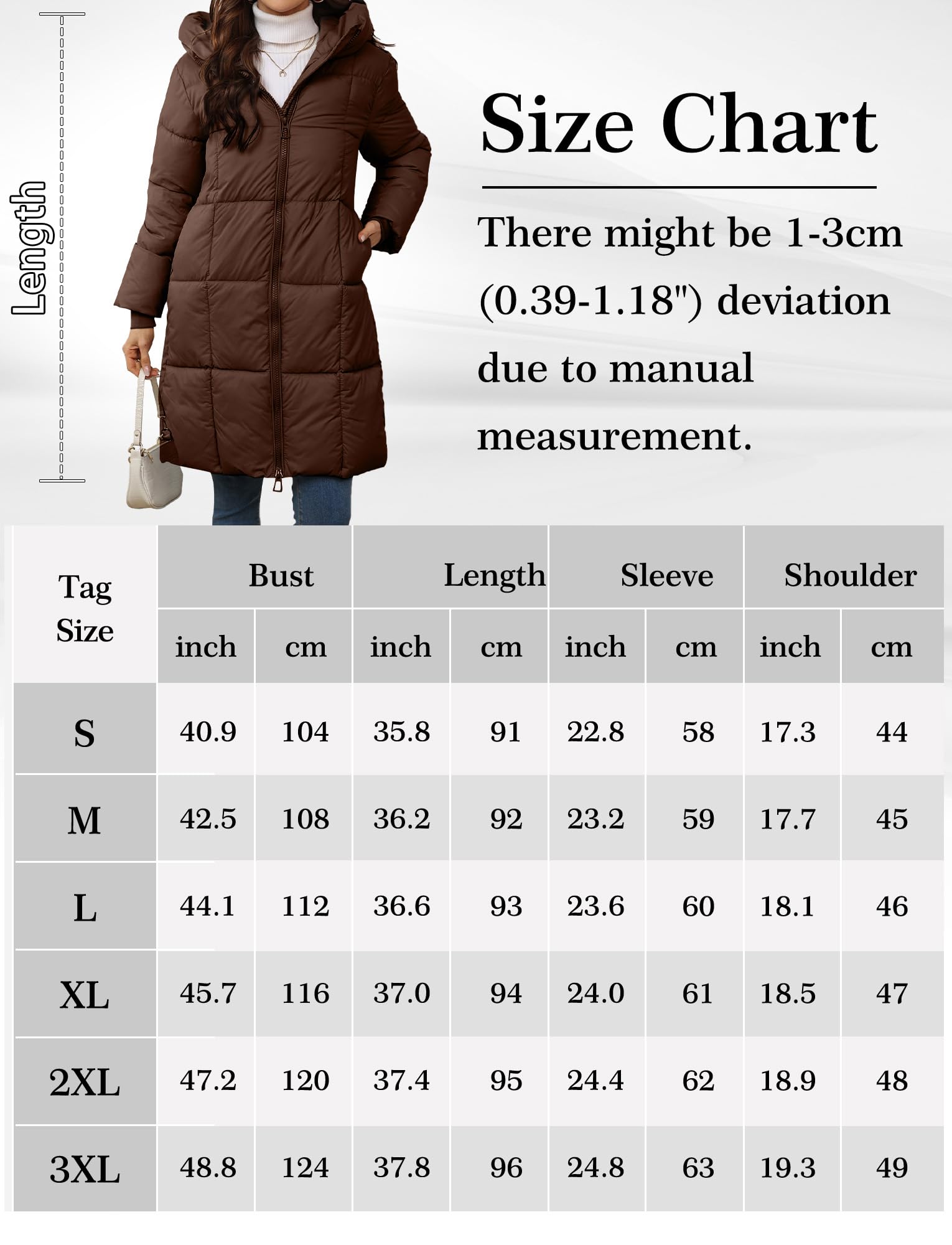 Maeau - Chaqueta Acolchada Larga con Capucha Mujer con Cremallera Invierno Chaqueta de Plumón Larga Parka Abrigos Plumas Cálido Cortaviento S-3XL