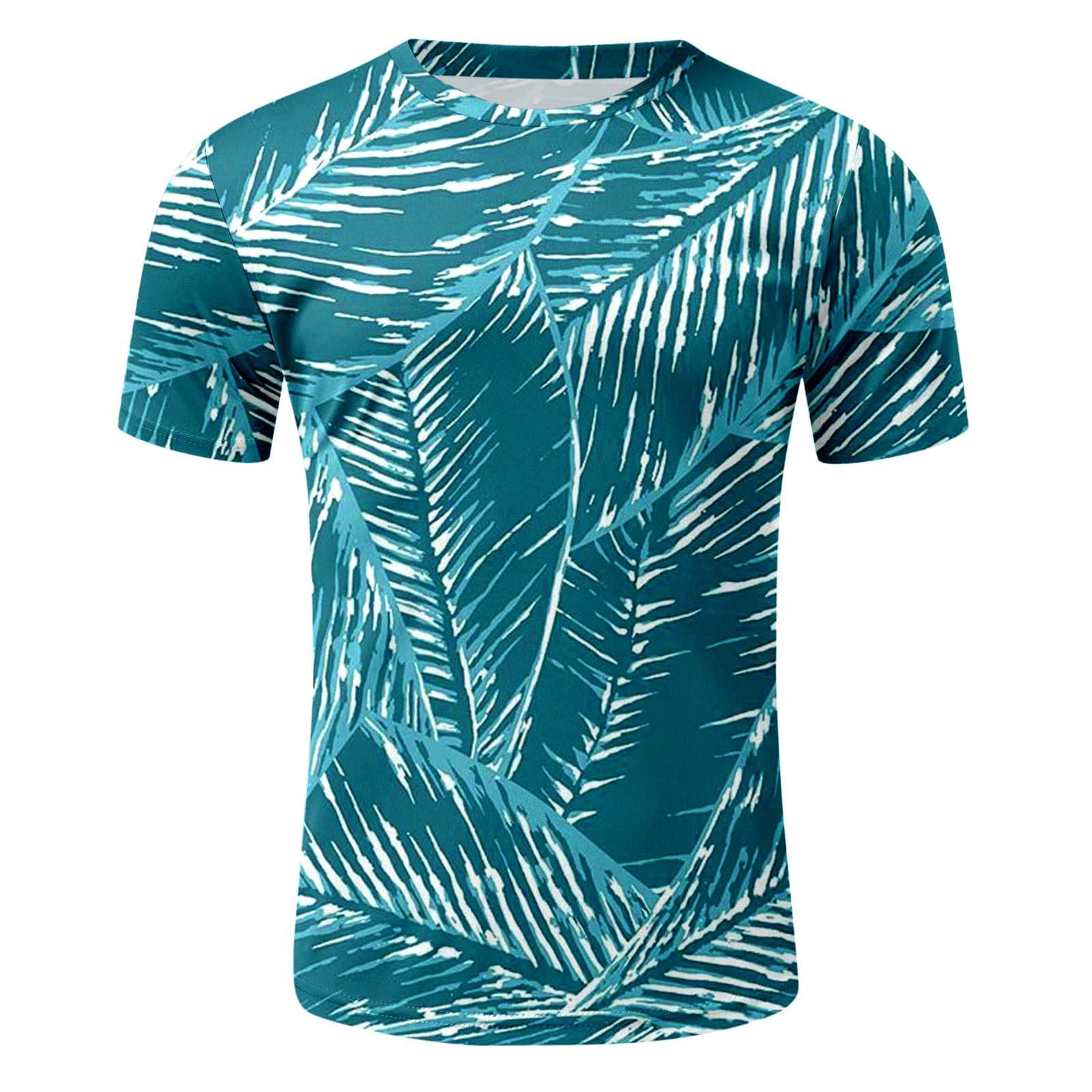 Męski T-shirt z nadrukiem 3D, na lato, grafika, slim fit, casual, bluzka, okrągły dekolt, dla mężczyzn, prezent, niebieski, L