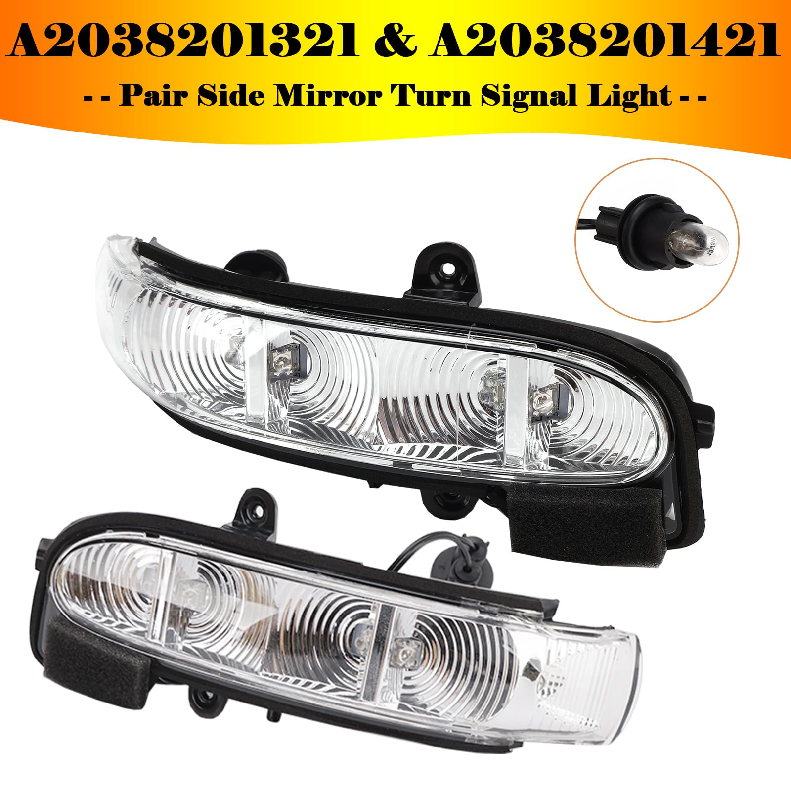 Topteng Pair Side Mirror Turn Signal Light A2038201321 A2038201421 fit für Mercedes-Benz E-Class W211 S211 2002-2006 Facelift, G-Class W463 Facelift