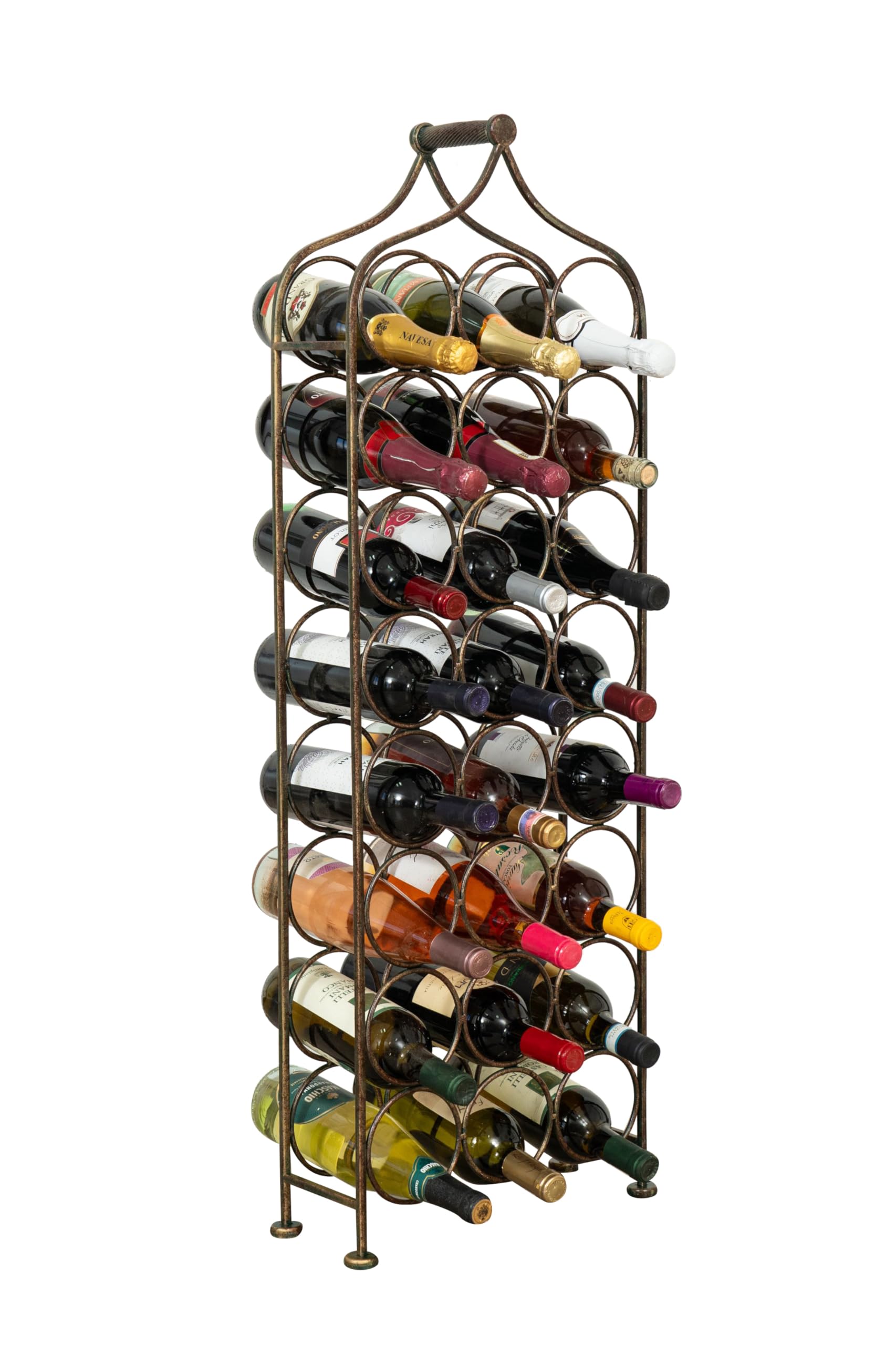 Biscottini Portabottiglie Vino in Ferro Battuto Finitura Nera anticata 36x16x106 - Porta Bottiglie Vino in Metallo - Cantinetta Vino 24 Bottiglie - Portabottiglie Cucina Bar - Portavini - Espositore