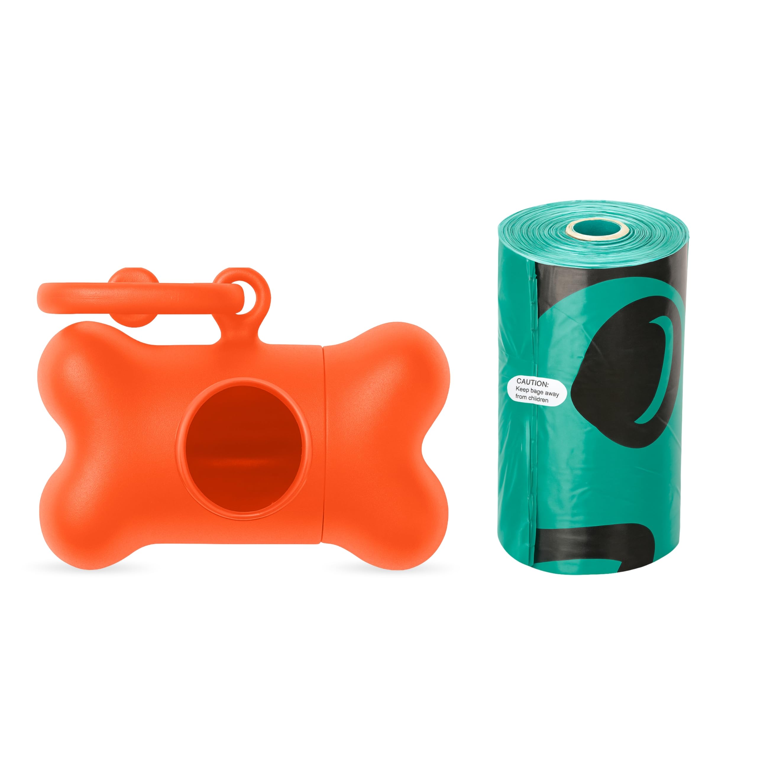 Foodie Puppies Dog Poop Bag Roll (15 Bag) and Poop Bone Shape Holder with Carabiner Clip Combo - Waste Pick up Garbage/Poop Pet Bag | Leak Proof, Biodegradable, Thick, Eco-Friendly & Portable