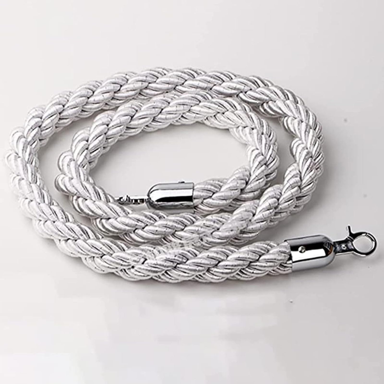 Lina odgradzająca, Liny barierowe dla kolejek, srebrna skręcona lina słupkowa(Silver Hooks,5ft/155cm)