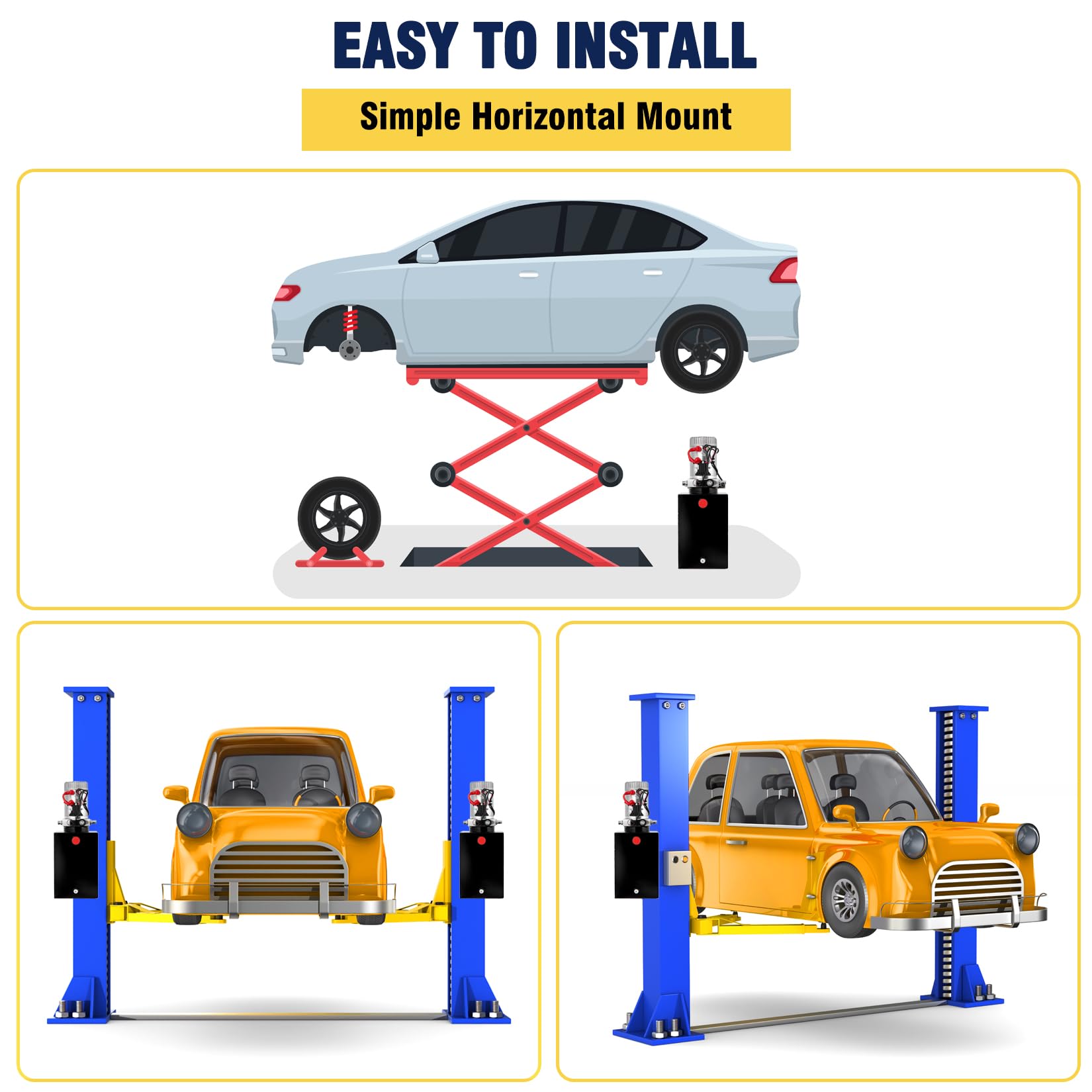 Hydraulic Power Unit 12-Quart Hydraulic-Pump - 12V Dump Trailer Pump Single Acting Hydraulic Power Pack 3200 PSI Electric Hydraulic Pump with Steel Reservoir for Car Lift