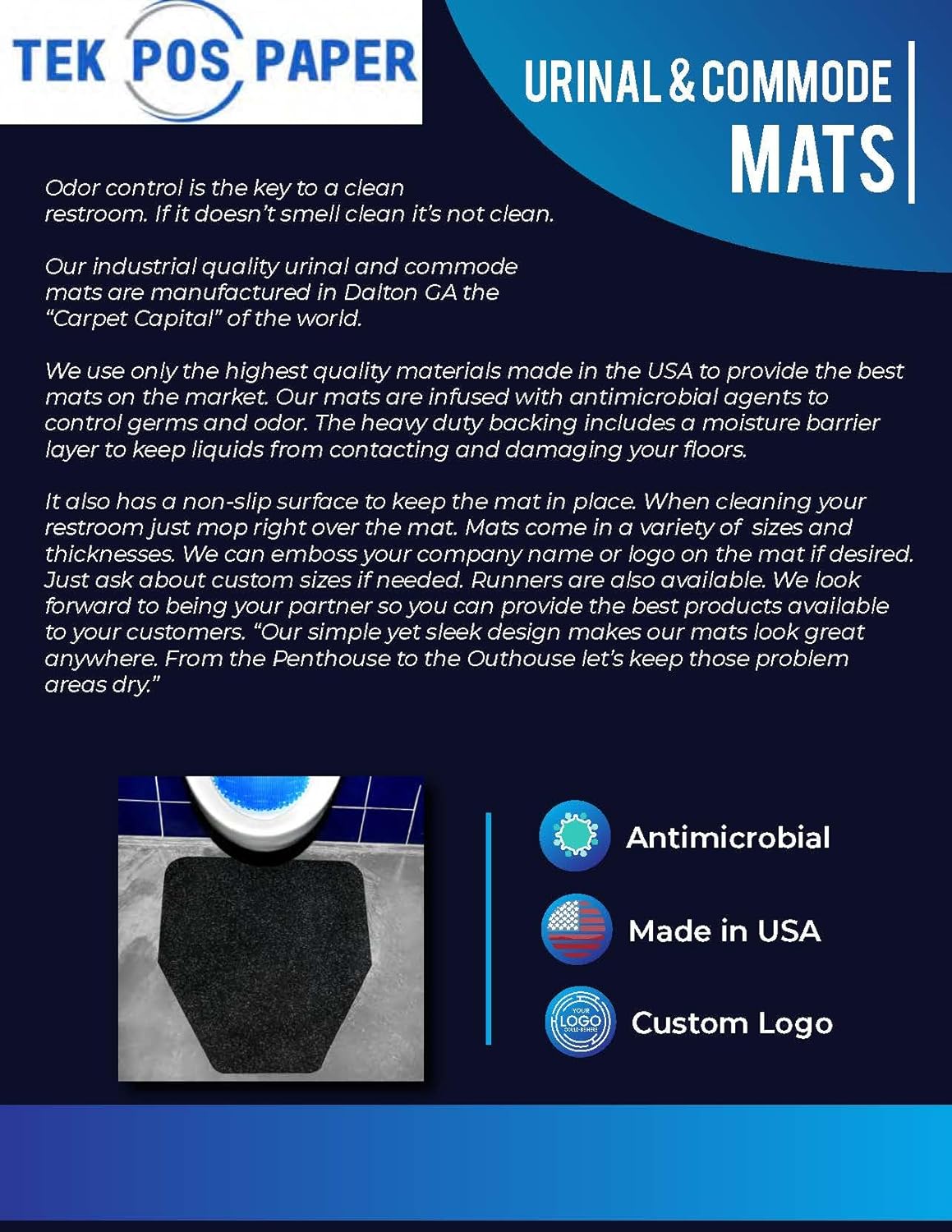 17" x 21" Adhesive-Backed Urinal Mats – Black Disposable, Odor-Absorbing Floor Mats – Anti-Slip Protection for Restroom Floors – Pack of 12