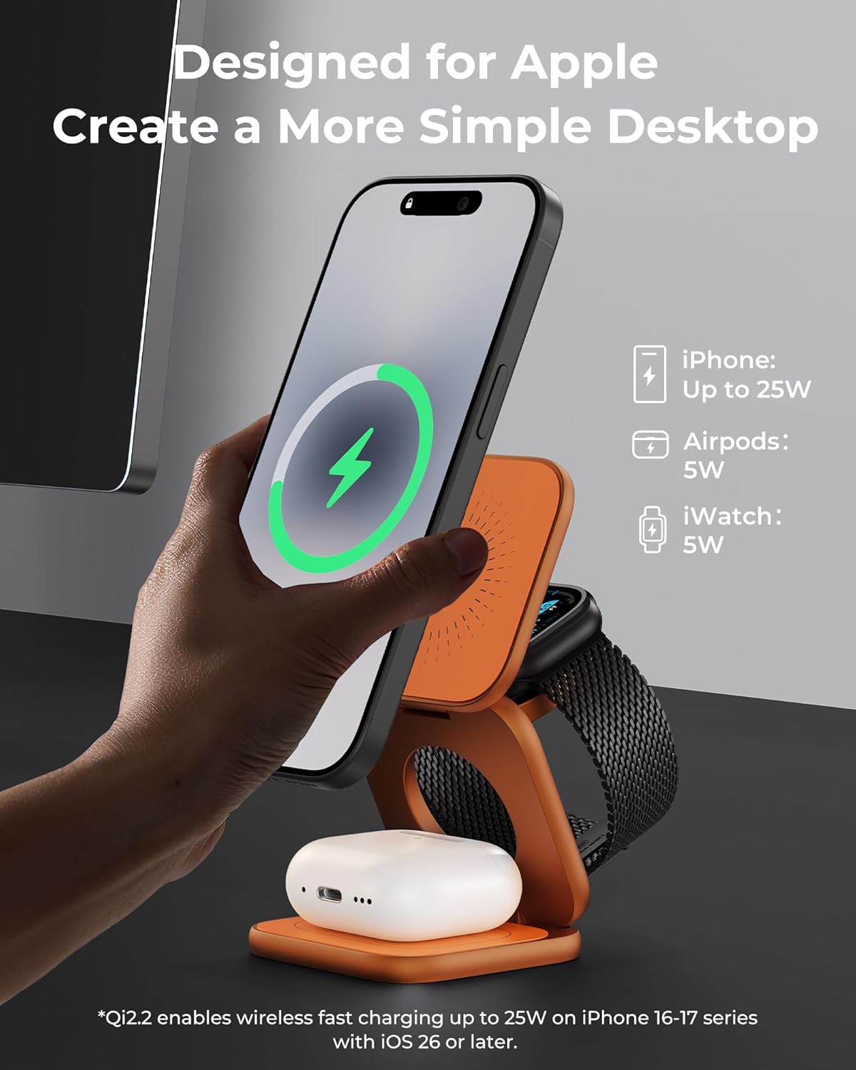 KU XIU X40 Turbo Qi2.2 25W Cargador Inalámbrico Magnético 3 en 1 KU XIU X40 Turbo Qi2.2 25W Cargador Inalámbrico Magnético 3 en 1