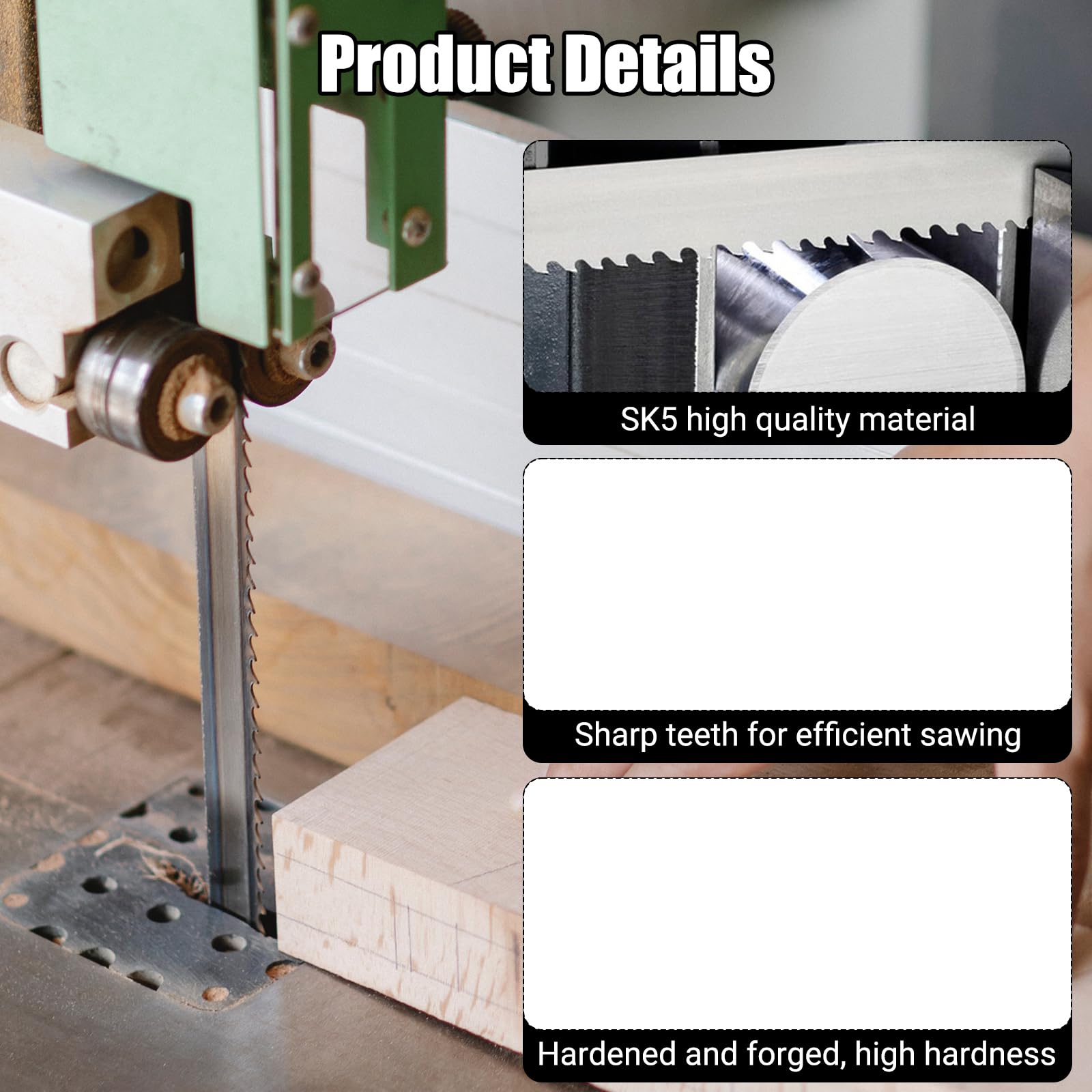 Lama per sega a nastro 1400, lame per sega a nastro in acciaio al carbonio da 6,35 mm‑6T SK5, macchina per la lavorazione del legno taglio della carne per il taglio del legno plastica (1400*6.35*6T)