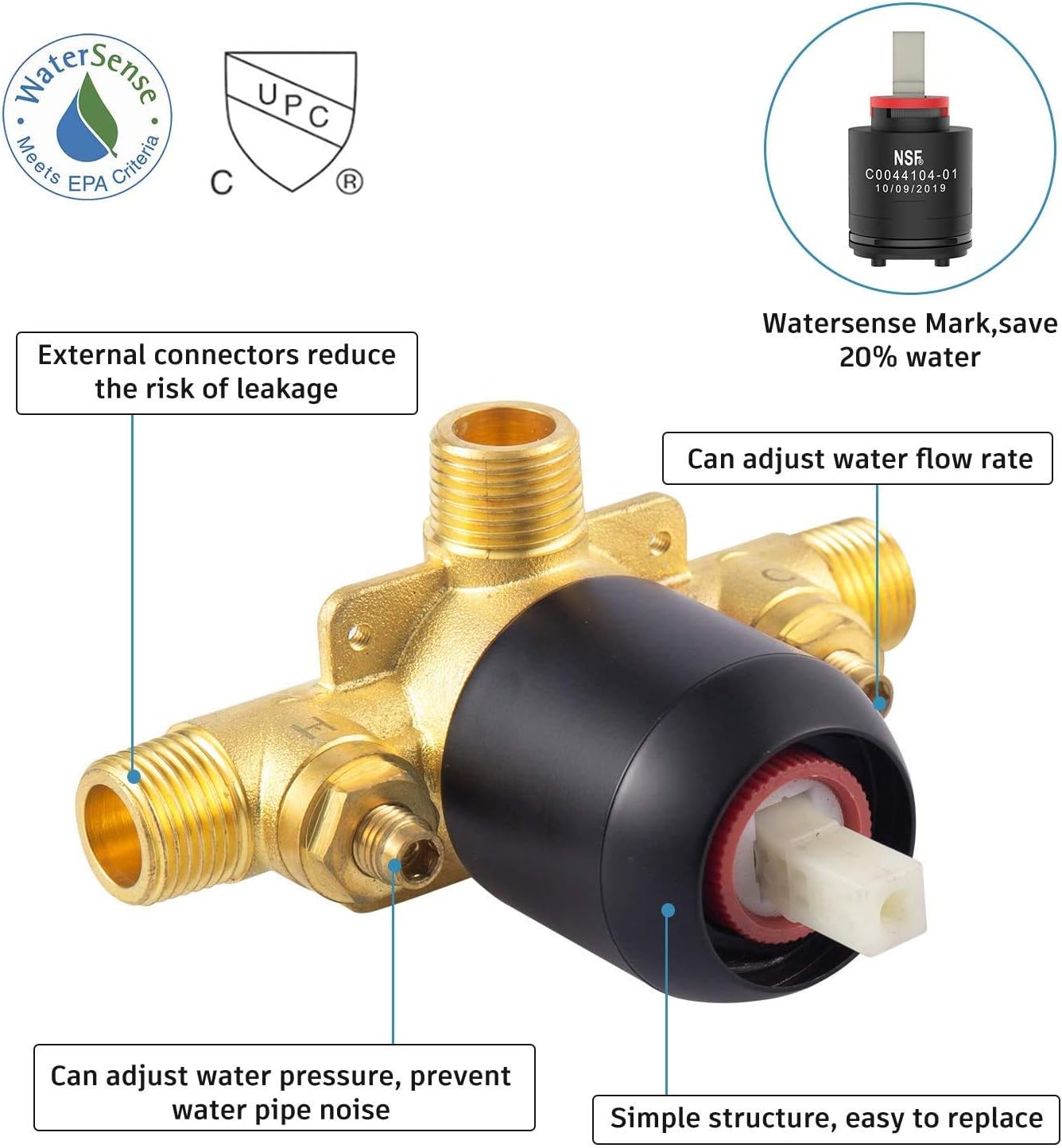 Onе-Dау Sаlе: Uр tо 80% оƒƒ EMBATHER Shower Faucet with Valve, Shower Faucets Sets Complete with 6 Spray Touch-Clean Shower Head, Single Function Shower Trim Kit, Matte Black