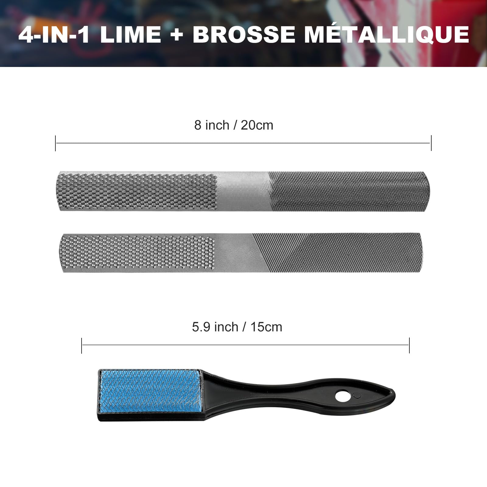TARIST Lot de 19 limes métalliques et râpes comprenant une lime plate/demi-ronde/ronde/triangulaire/lime 4 voies/12 limes aiguilles/pinceau/sac à outils roulants, fonctionne pour le métal, le bois