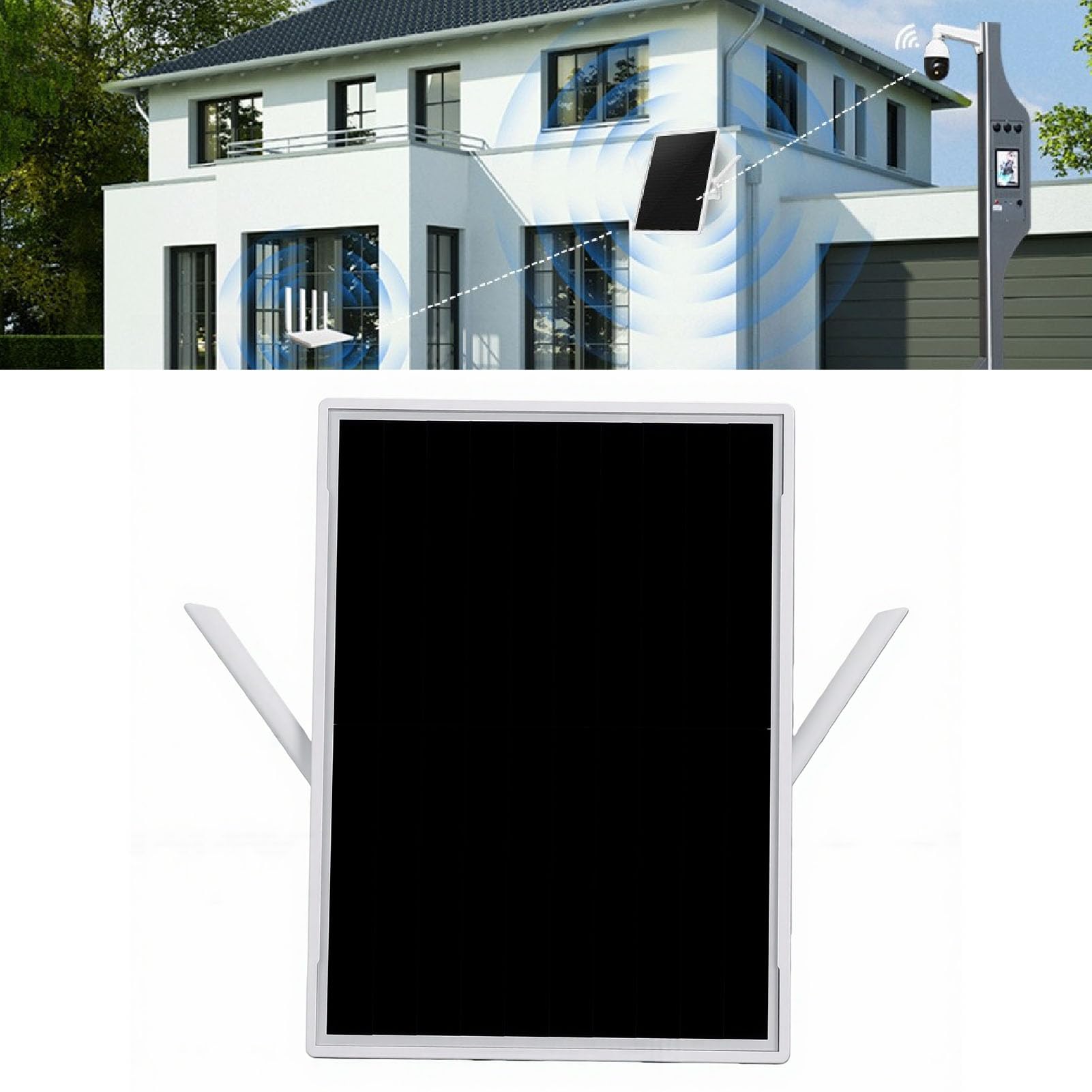 Estensore WiFi Solare da Esterno da 15 W, Ripetitore Segnale Router WiFi Solare, Ampia Copertura 200 M, impermeabilità IP66, Batteria da 26000 MAh, Antenna Ad Alto Guadagno per