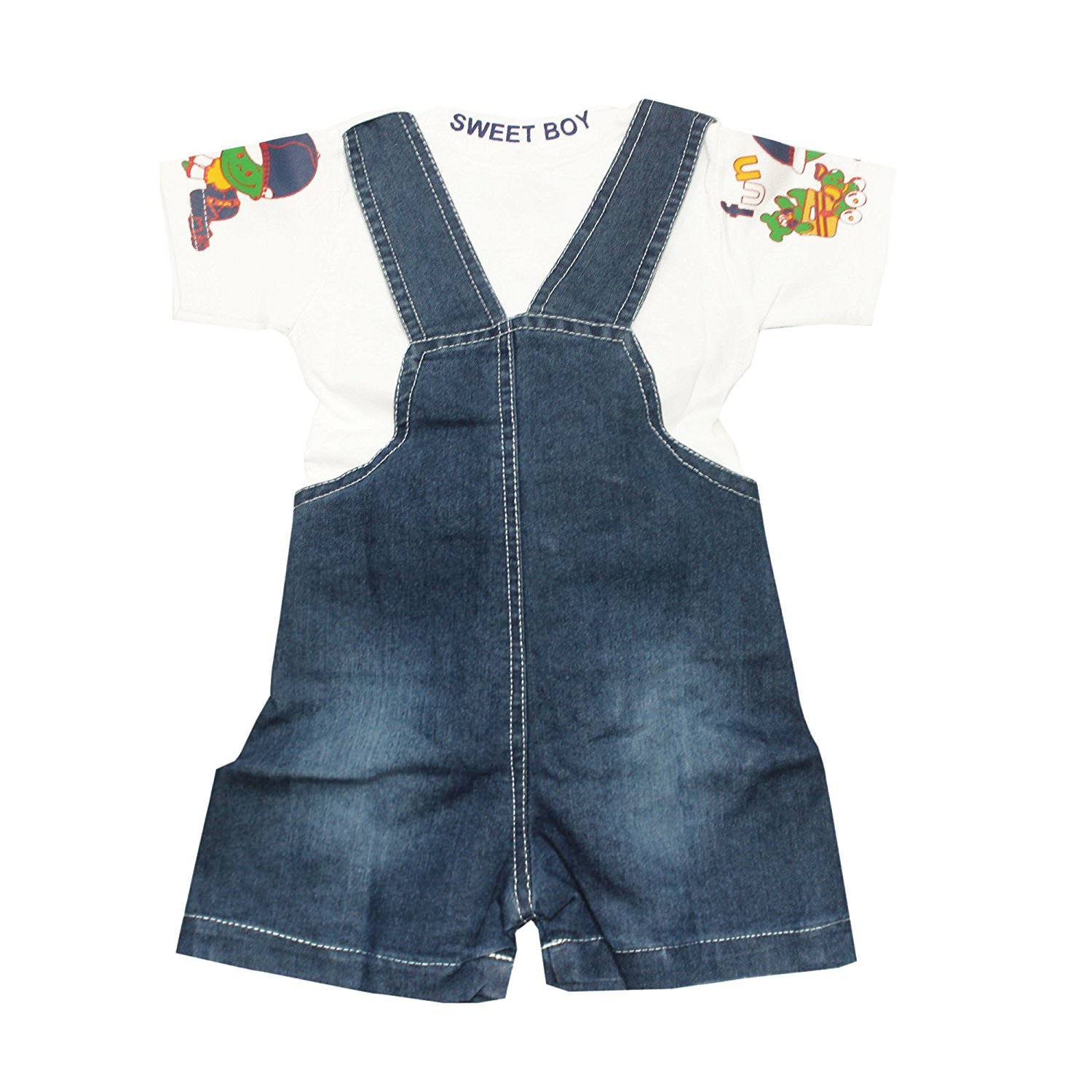 Malvina Unisex Denim Dungaree Set with Tshirt (6-12 Months) 1