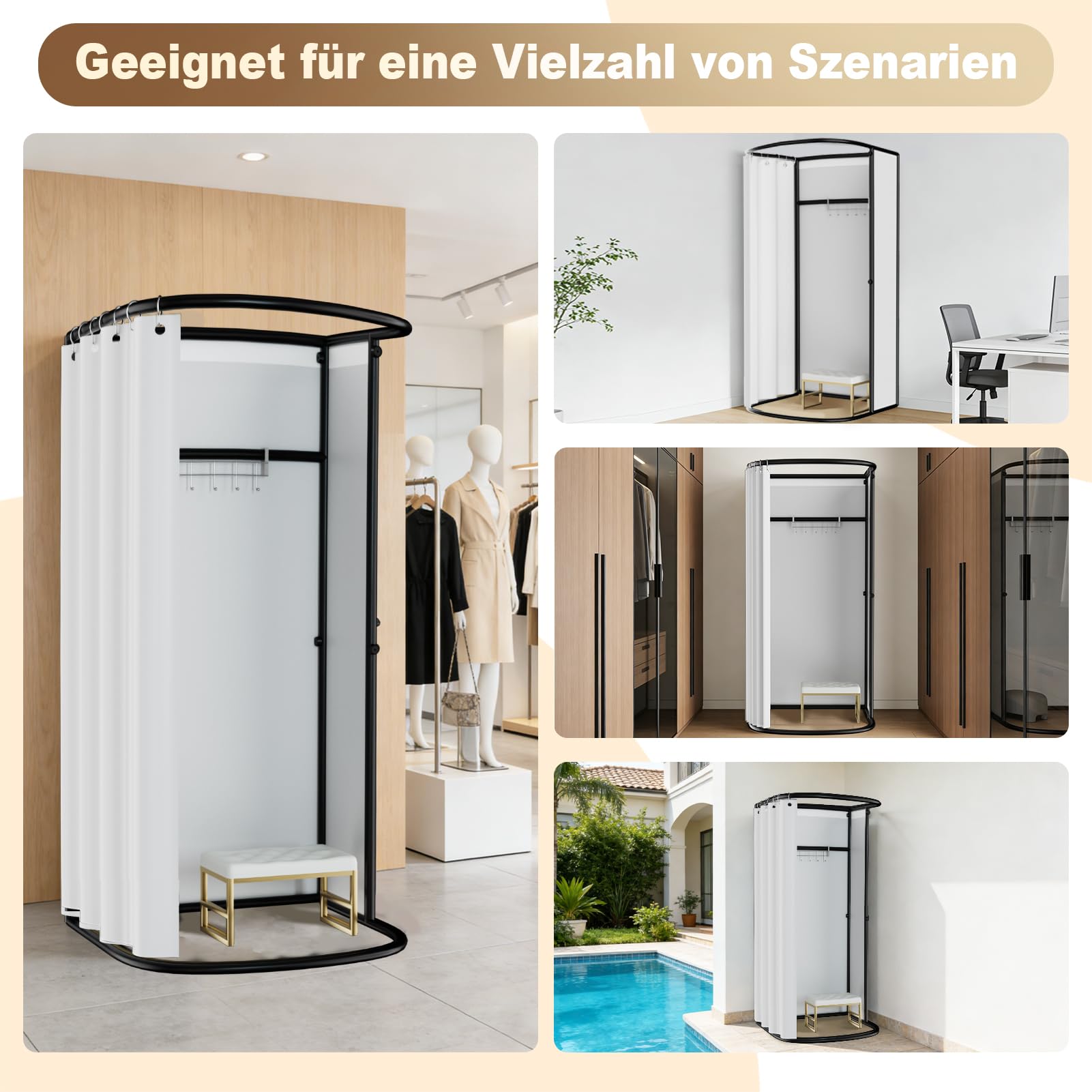 Umkleidekabine Freistehend, U-Form Bewegung Spur Umkleideraum, Bodenstehende Tragbarer Sichtschutz, Schattierung umkleide Öse Eisenhalterung, für Büro Einkaufszentrum