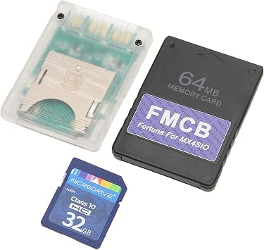 MX4SIO SIO2SD SD Card Adapter with 32G SD Card, for Game Console FMCB Card Memory Expansion Adapter 64MB Suitable for OPL 1.2.0 Slim Consoles