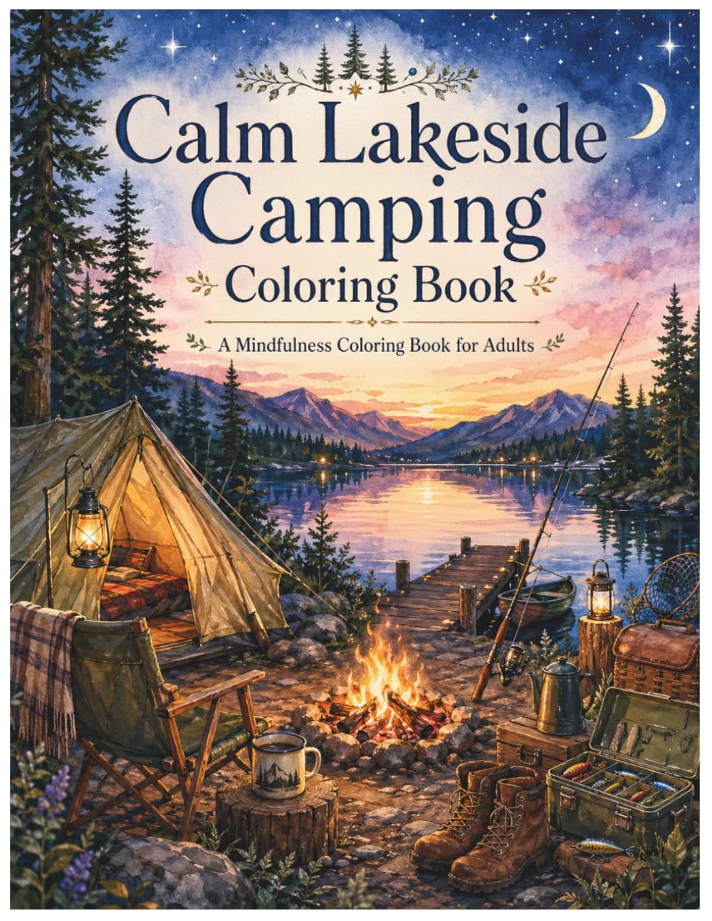 Calm Lakeside Camping Coloring Book: A Mindfulness Coloring Book for Adults with 50 Peaceful Outdoor Scenes for Relaxation, Stress Relief, and Nature Escape