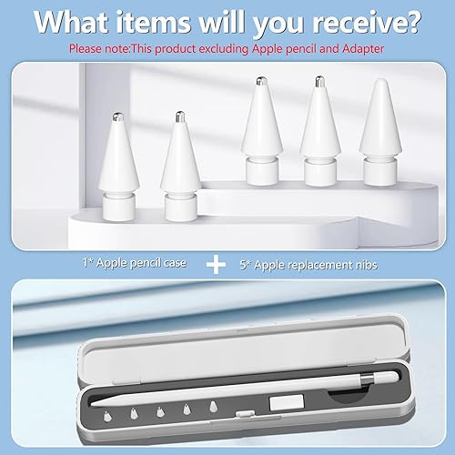 Miniatura 2 de Caja de almacenamiento con tapa y paquete de 5 puntas de lápiz para Apple Pencil de 1 generación y Apple Pencil de 2 generación, estuche protector