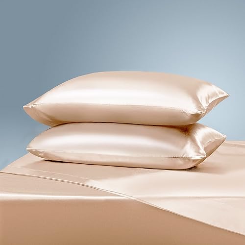 Vista 85 de Manyshofu Satin King Sheets Set - 4 Piece, Camel Gold, Cooling & Luxury Bedding (1 Fitted, 1 Flat, 2 Pillow Cases)