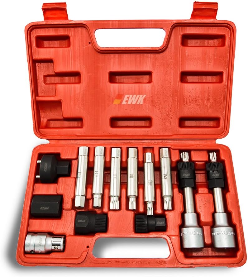 EWK Alternator Decoupler Clutch Freewheel Pulley Removal Tool Kit 13PC