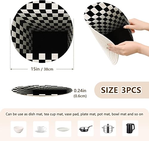 Miniatura 2 de Juego de 3 salvamanteles para ollas y sartenes calientes de 15 pulgadas, tejido de hilo de algodón, juego de agarraderas para olla instantánea,