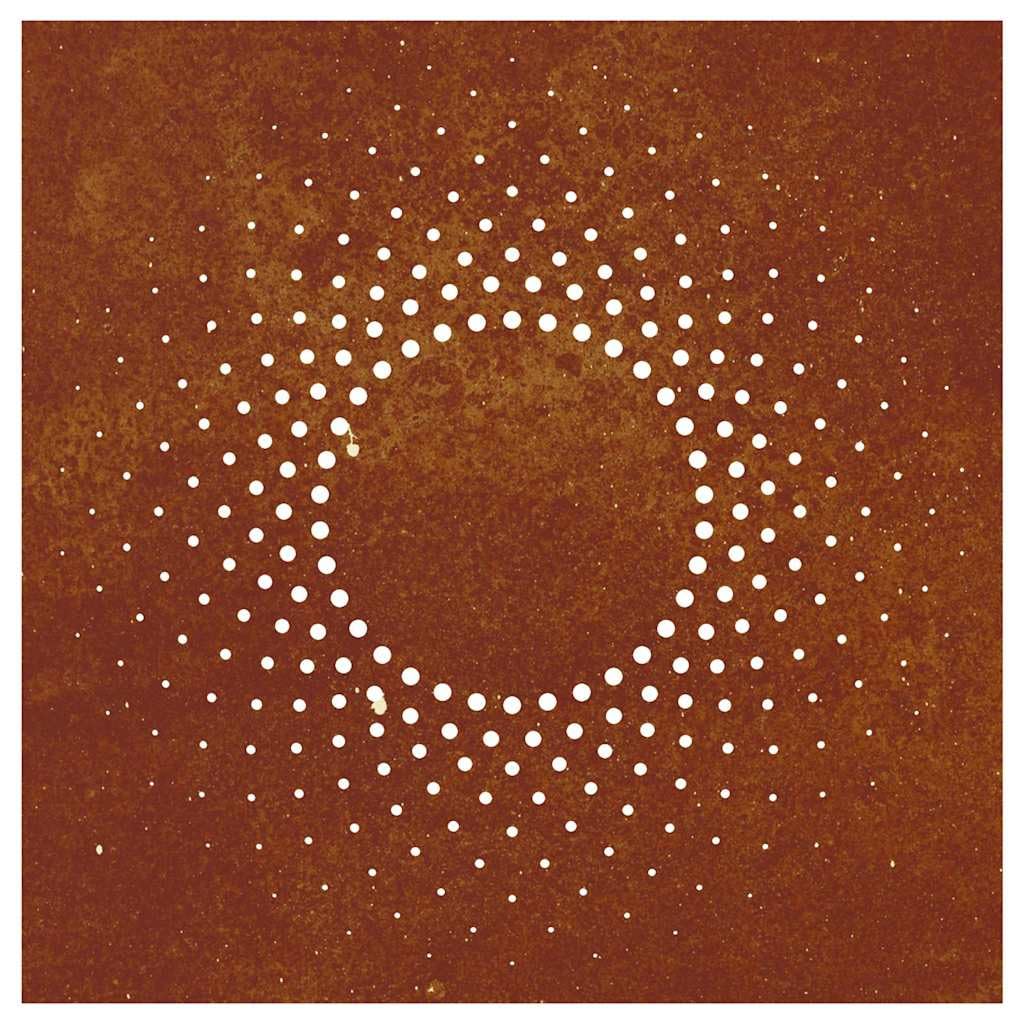 Decoración de pared de jardín de acero corten, diseño de sol, 55 x 55 cm, acero inoxidable resistente a la intemperie, para valla y jardín, decoración para terraza y entrada
