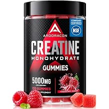 NSF Certified Creatine Gummies 6-in-1 + Taurine + Electrolytes | 5g Creatine Monohydrate Gummies 120 Count for Women & Men +Vitamin B12, for Strength, Energy, Foucus, Vegan, Raspberry Flavor