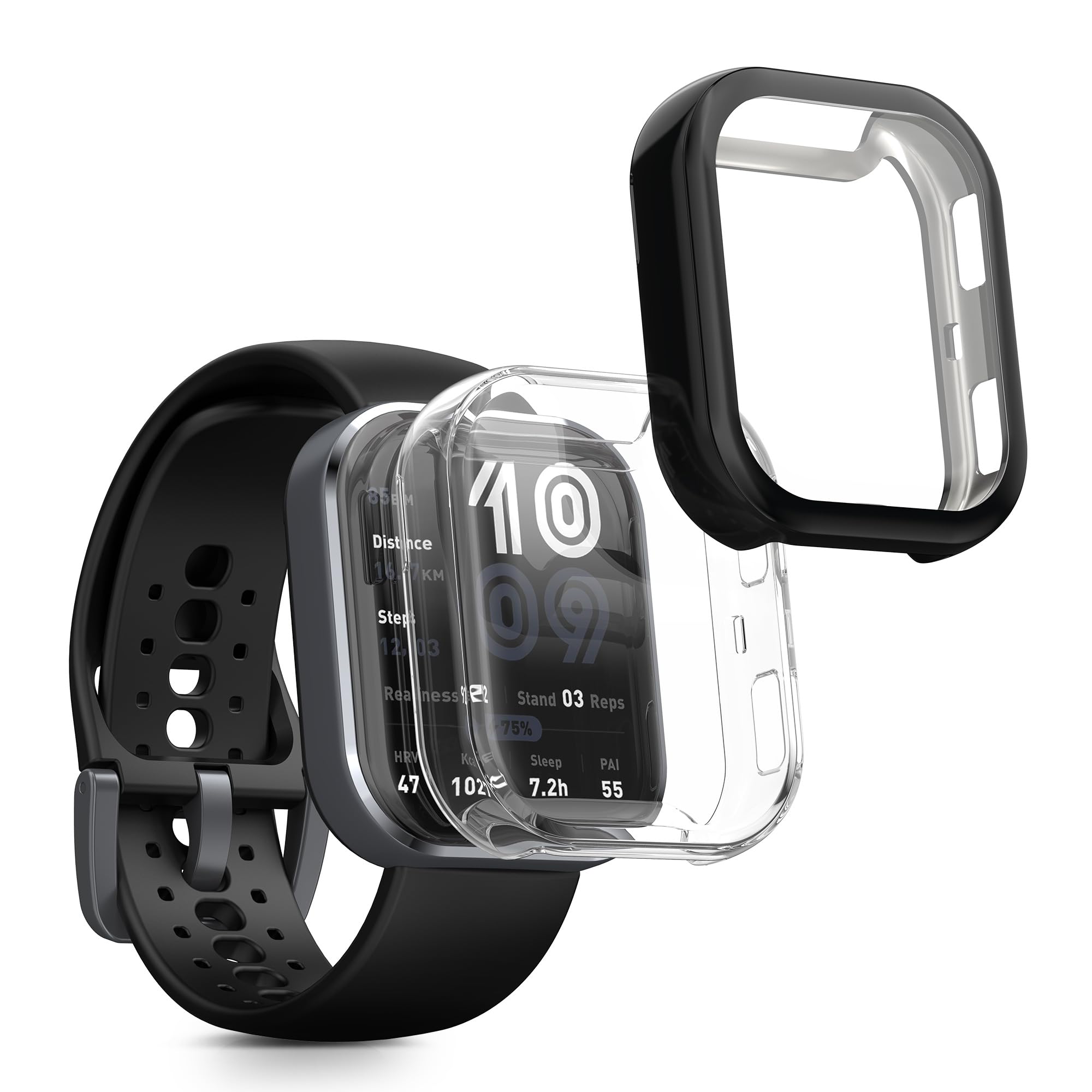 kwmobile Etui kompatybilne z Amazfit Bip 6, 2 x silikonowe etui na monitor fitness z TPU, czarne/przezroczyste