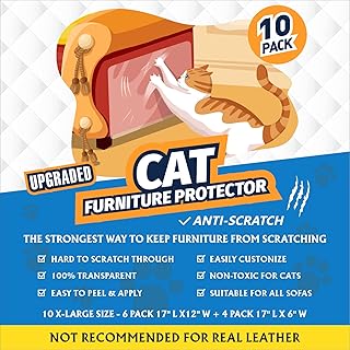 Sponsored Ad - Anti Scratch Furniture Protectors from Cats - 10 Pack Cat Scratch Deterrent Tape Self Adhesive, Clear Plast...