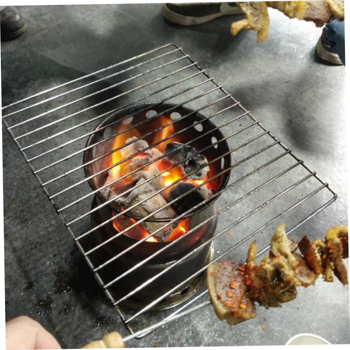 BESTonZON Estufa De Camping Gas Portátil Hornillo Eléctrico De Cocina Profesional Olla y Sartén Resistencia Al Viento Acero Inoxidable Ligera y Duradera Para Acampadas Picnic