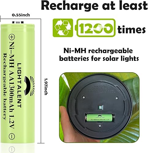 Miniatura 5 de Ni-MH Baterías recargables AA, doble A de alta capacidad, 1.2 V, precargadas para paisajismo de jardín, luces solares al aire libre, luces de