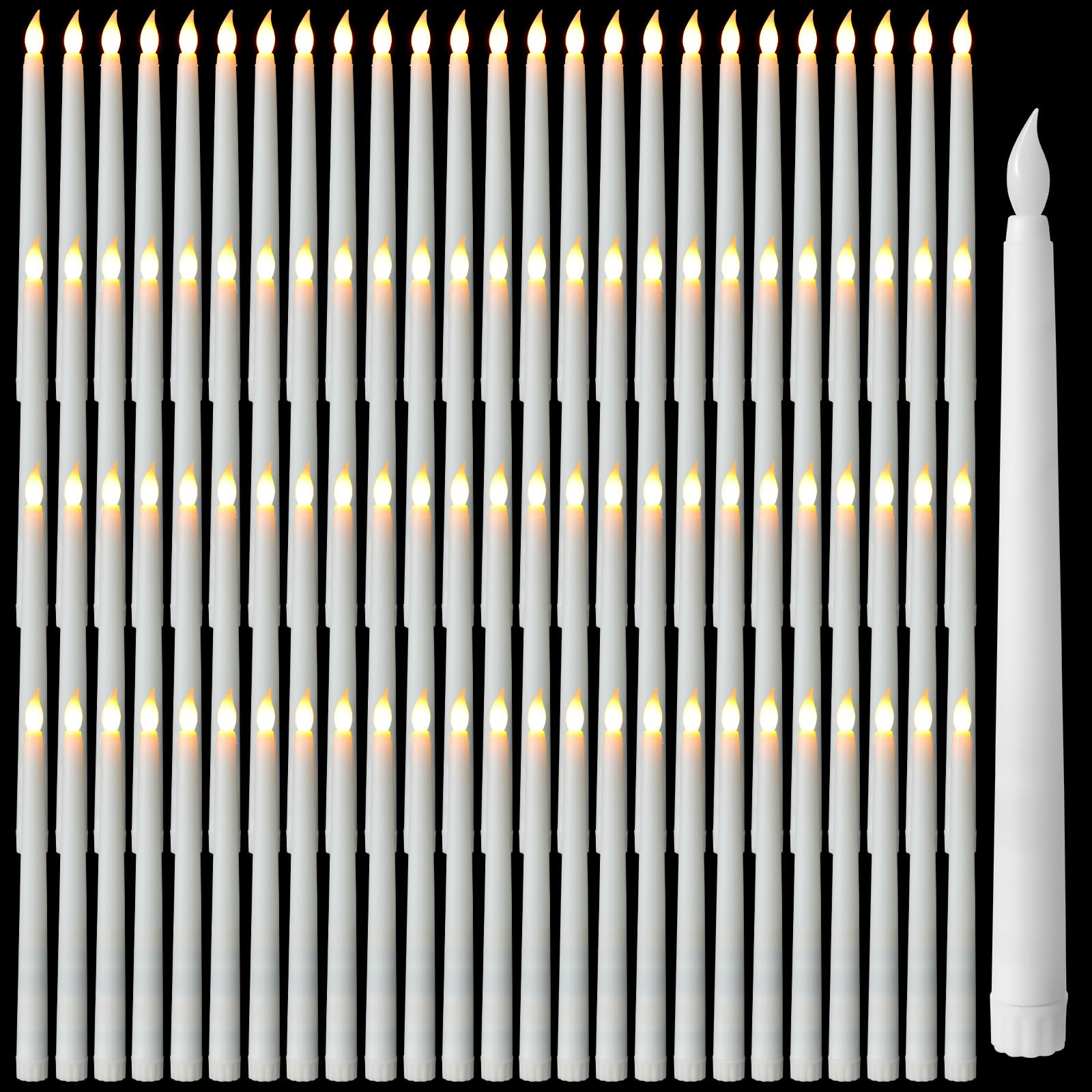 Photo 1 of Baquler 100 Pcs 9.7 Inch White LED Flameless Taper Candles