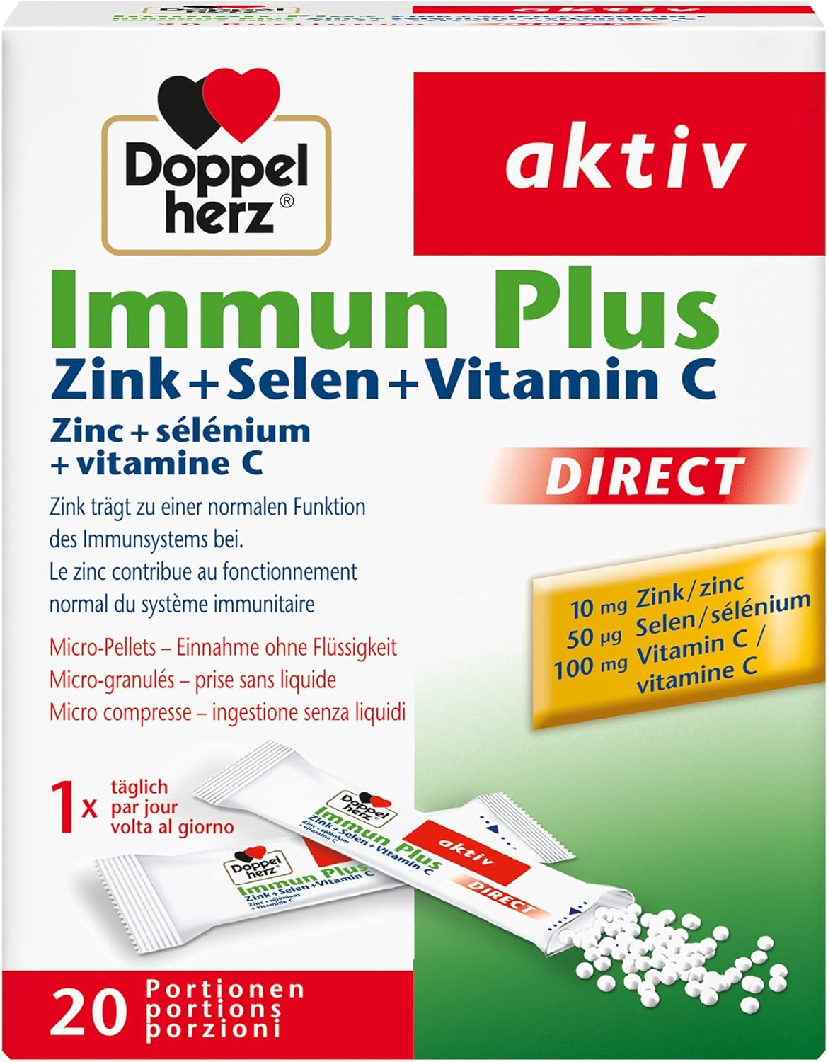 Doppelherz Immun Plus Direct Le zinc, le sélénium et la vitamine C