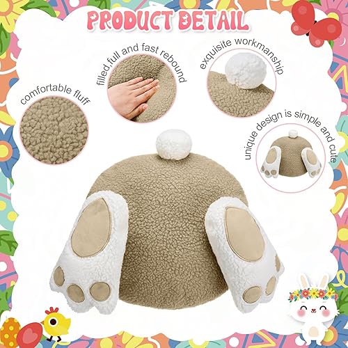 Miniatura 3 de Huwena 2 almohadas de Pascua con forma de conejo en forma de conejo, almohada decorativa de lana de conejo, bonita almohada para decoración de sofá