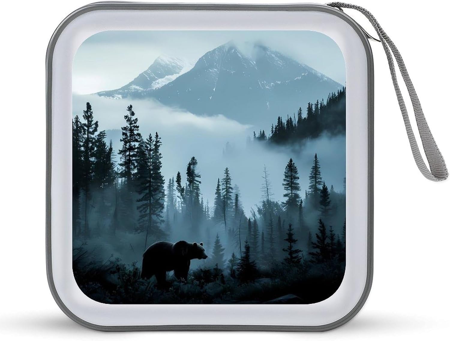 Misty Mountain Forests Animal Bear CD Cases DVD Holder Storage Box Plastic Protection Case for Car Home Office Travel