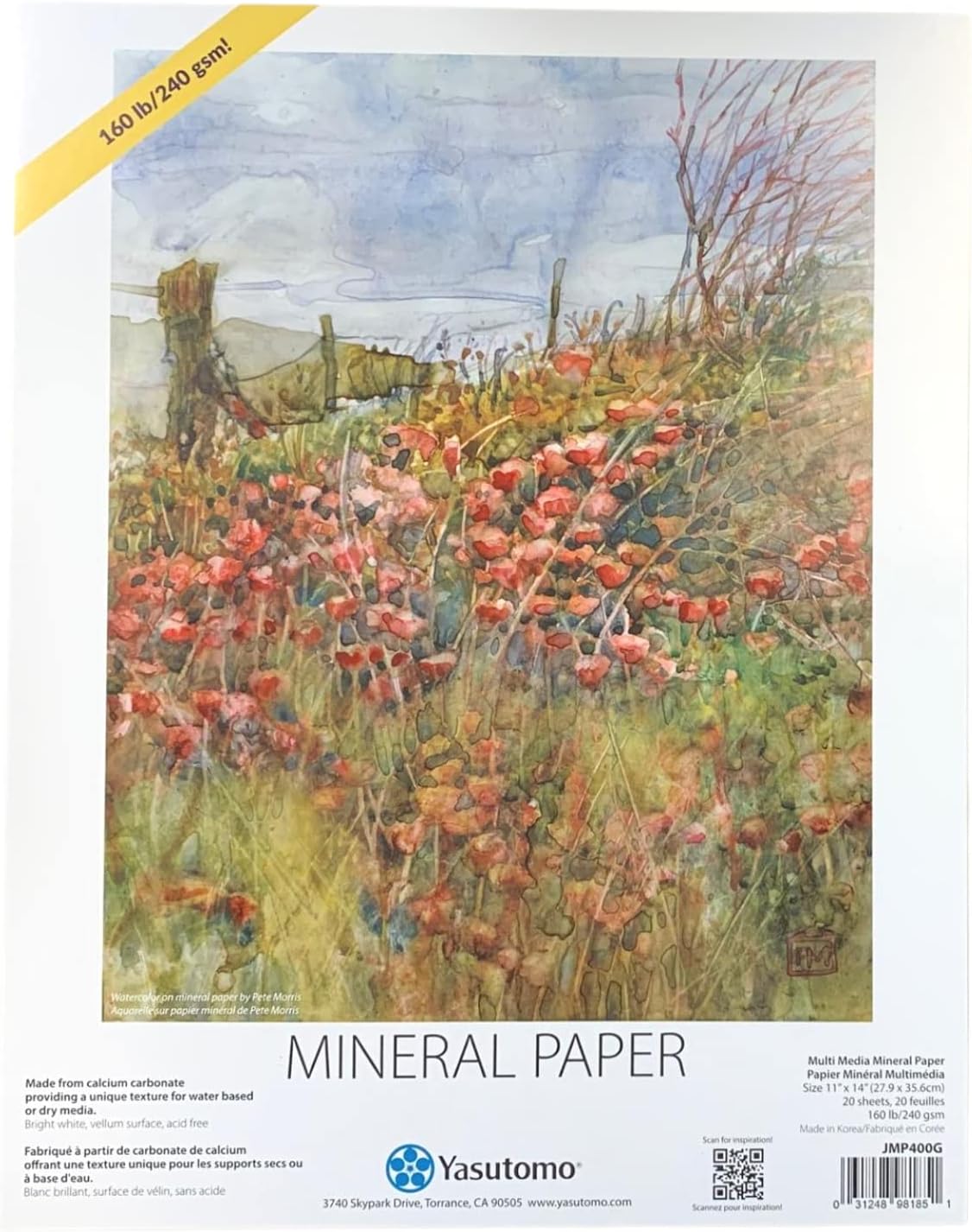 Mineral Paper Pad, 20 Sheets, Calcium Carbonate, 14-Inch Height